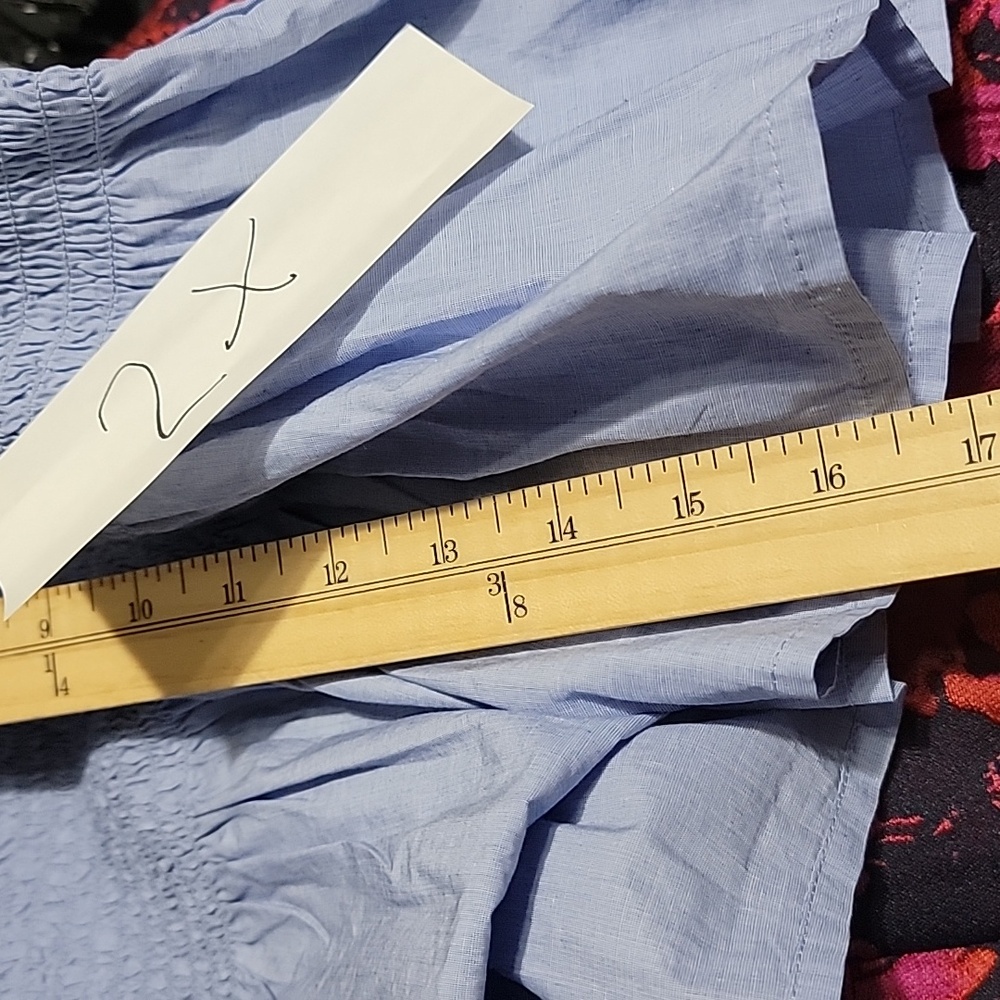 Nwt J. Crew Smocked Tie-Shoulder Tank Top Light Blue Cotton Poplin Plus Size - Picture 6 of 10